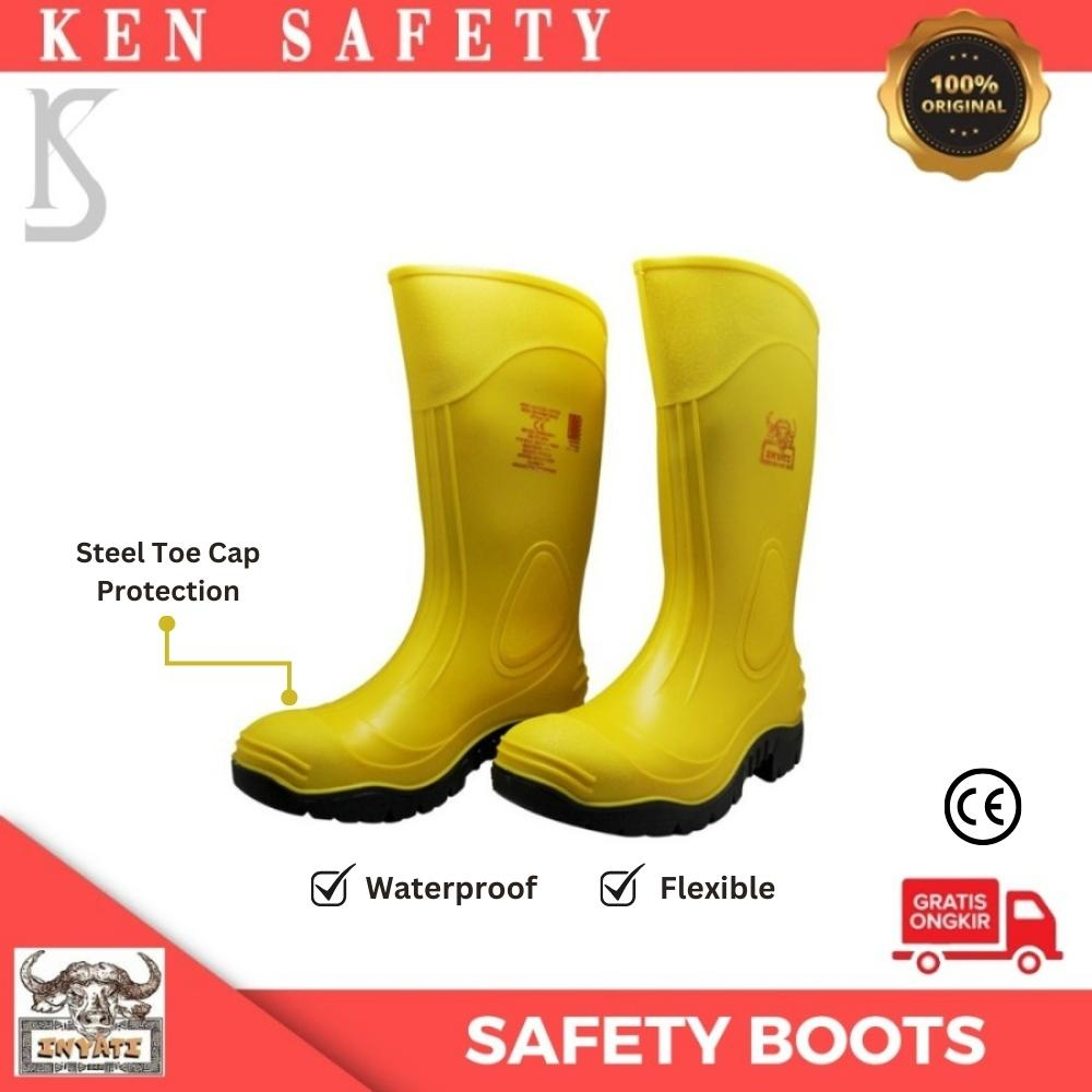 Sepatu Safety Boots Kuning Wayna Inyati Ujung Besi Original