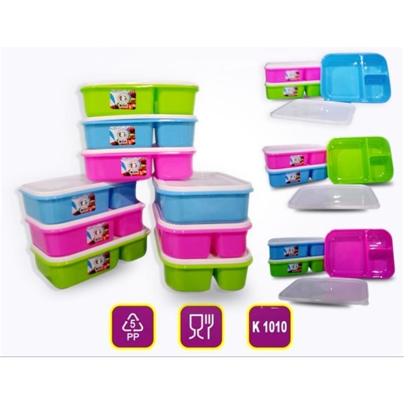 kotak bekal makan 3 sekat / kotak makan 3 sekat