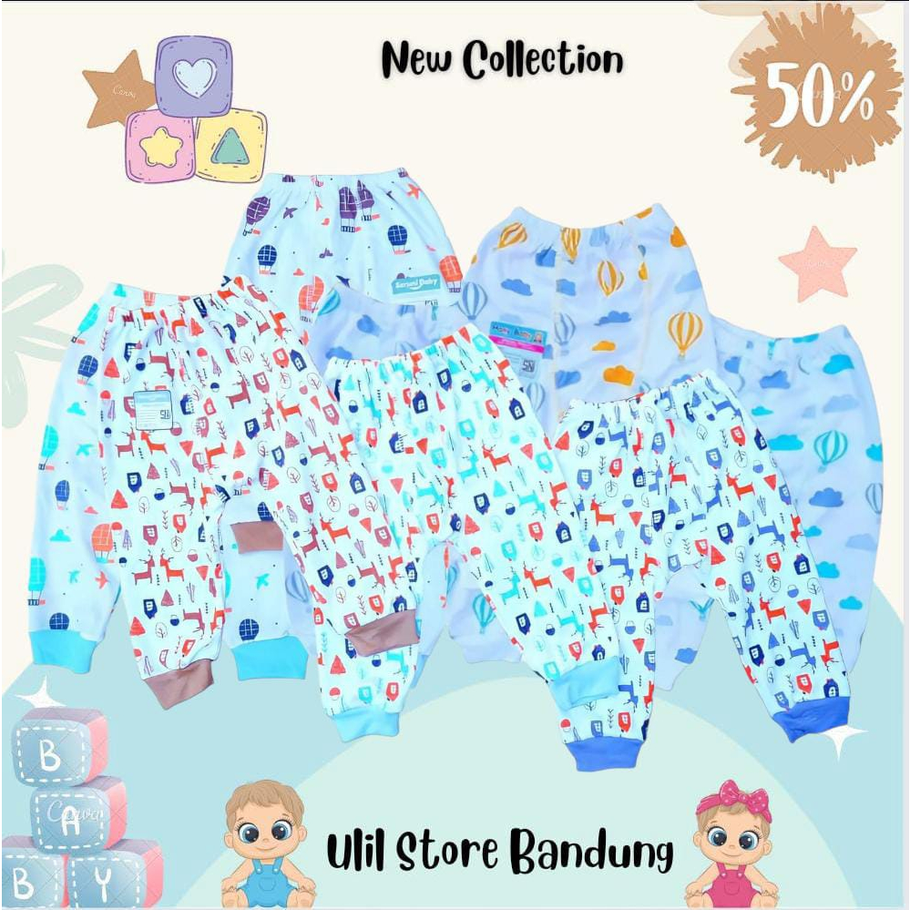 GROSIR ISI 1 LUSIN CELANA PANJANG BAYI PAMPERS SNI USIA 0-6 BULAN VARIAN MOTIF