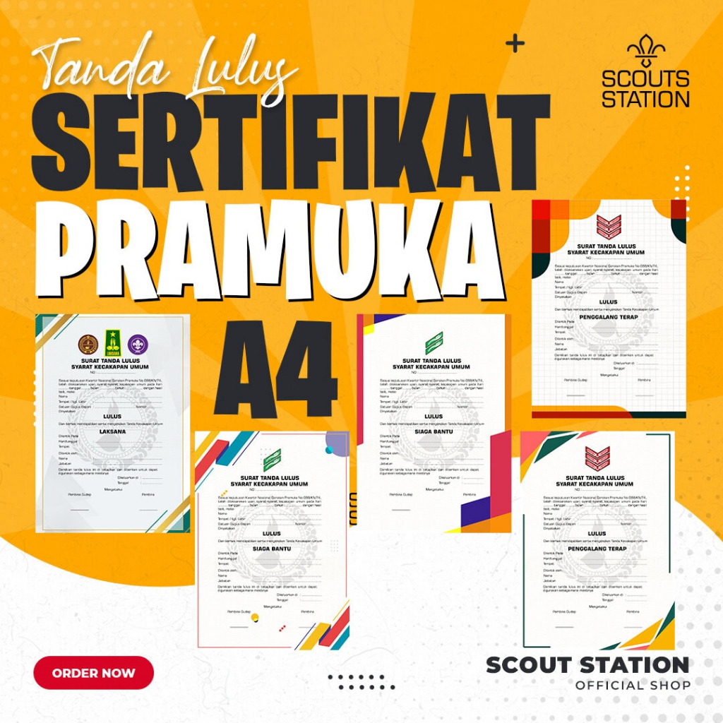 

Sertifikat Pramuka A4 (Besar) / Tanda Lulus Pramuka