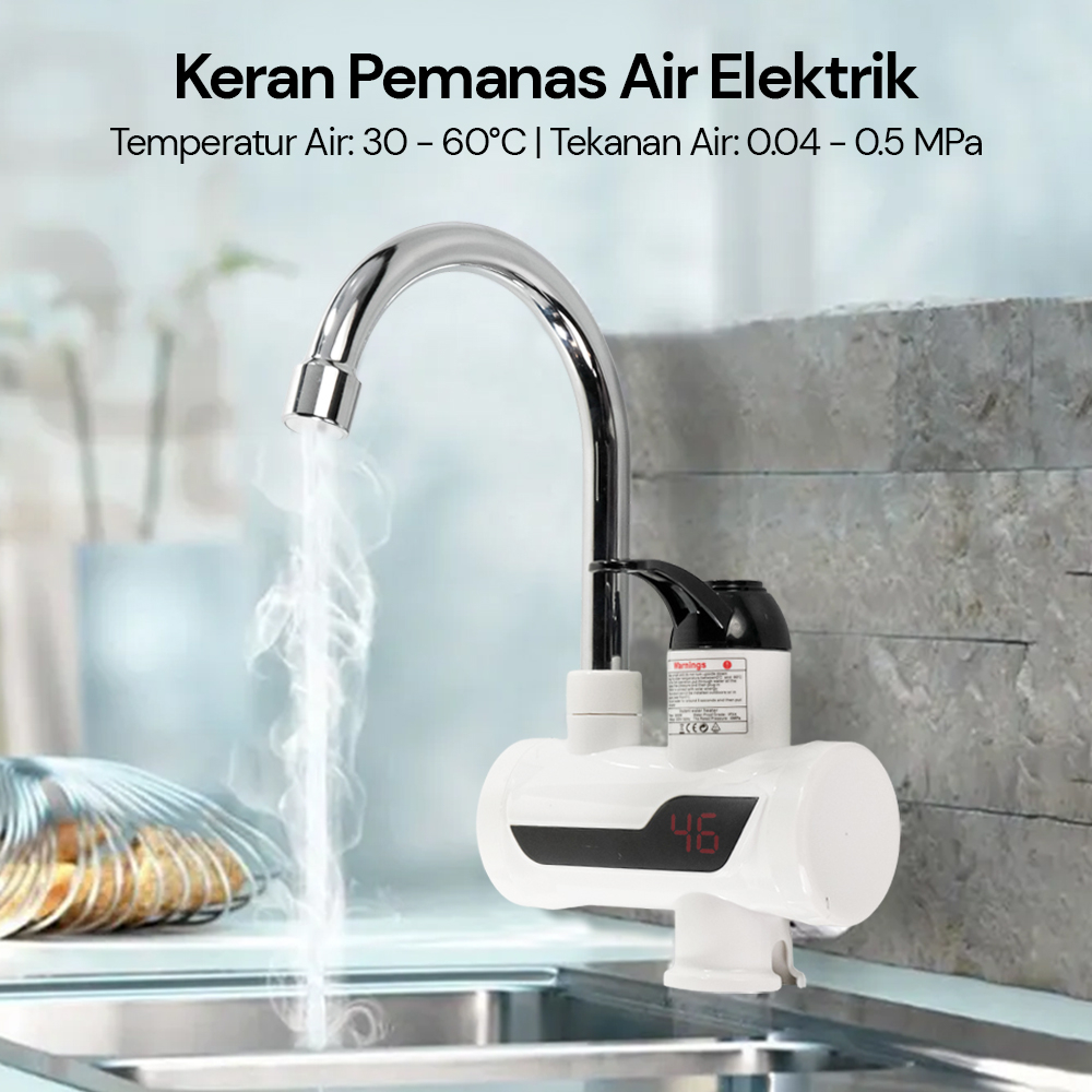 Water Heater Electric Faucet Kran Keran Pemanas air panas dingin Untuk mandi air hangat Otomatis Ins