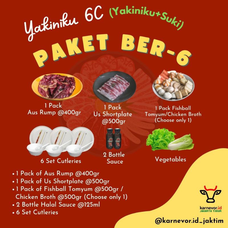 

Paket Daging BBQ/ Paket BBQ/ Paket 6 Orang/ Paket Yakiniku/ Paket Suki/ Daging Aus Rump/Daging Us Shortplate