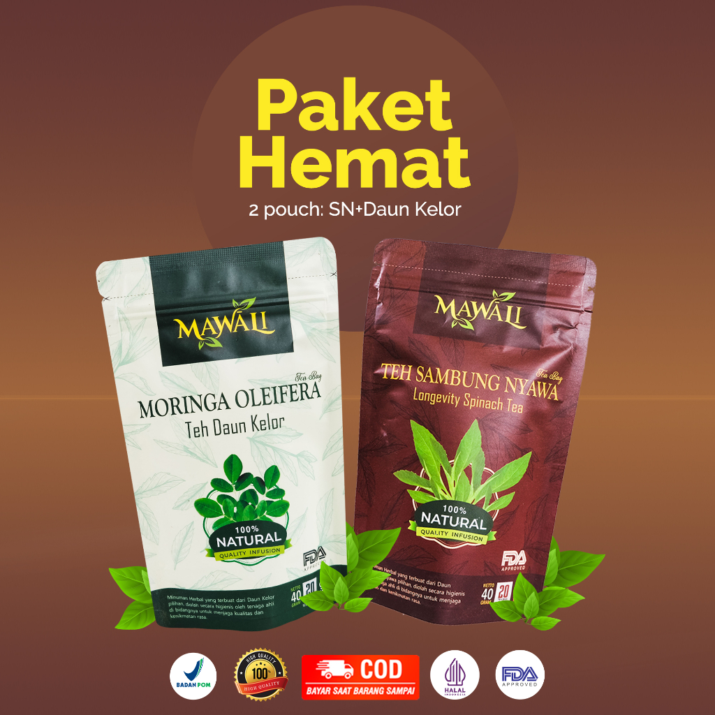 

2 Pouch Teh, Sambung Nyawa&Daun Kelor Original 100% Herbal