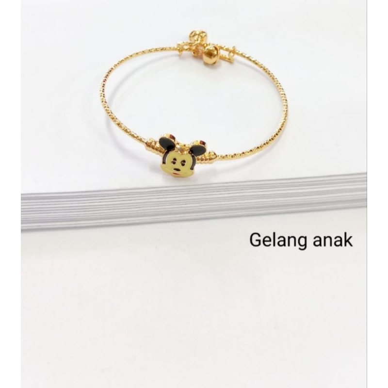gelang anak lapis emas titanium lapis emas gelang mickey