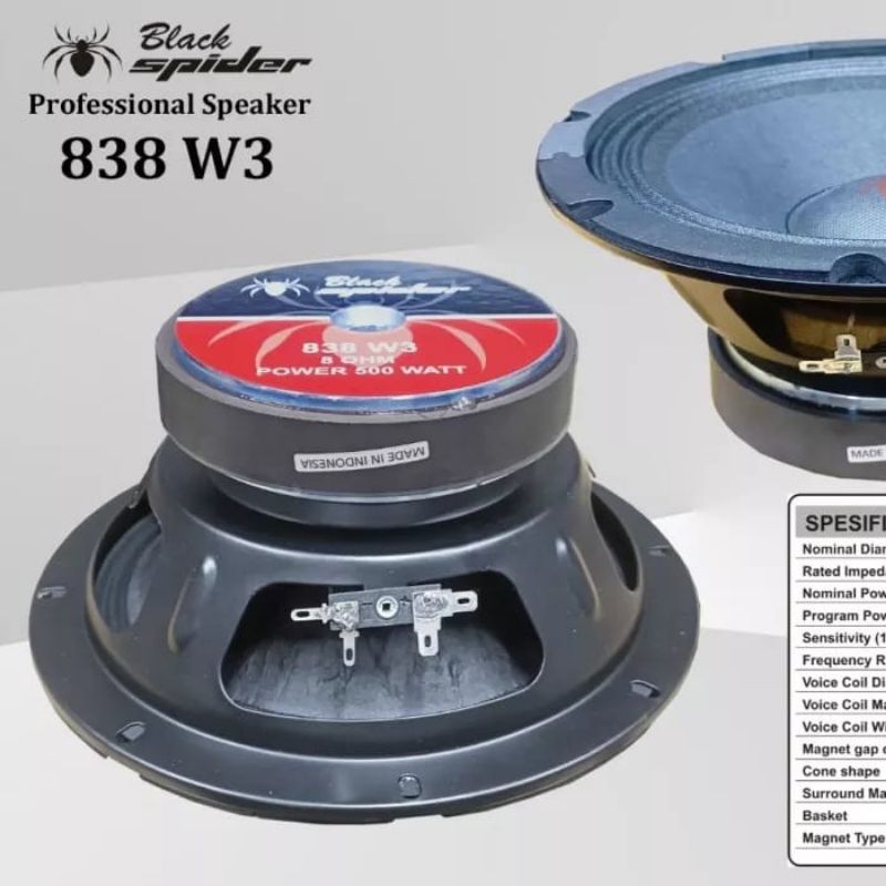 SPEAKER 8 inch BLACK SPIDER 838-W3 ORIGINAL full range