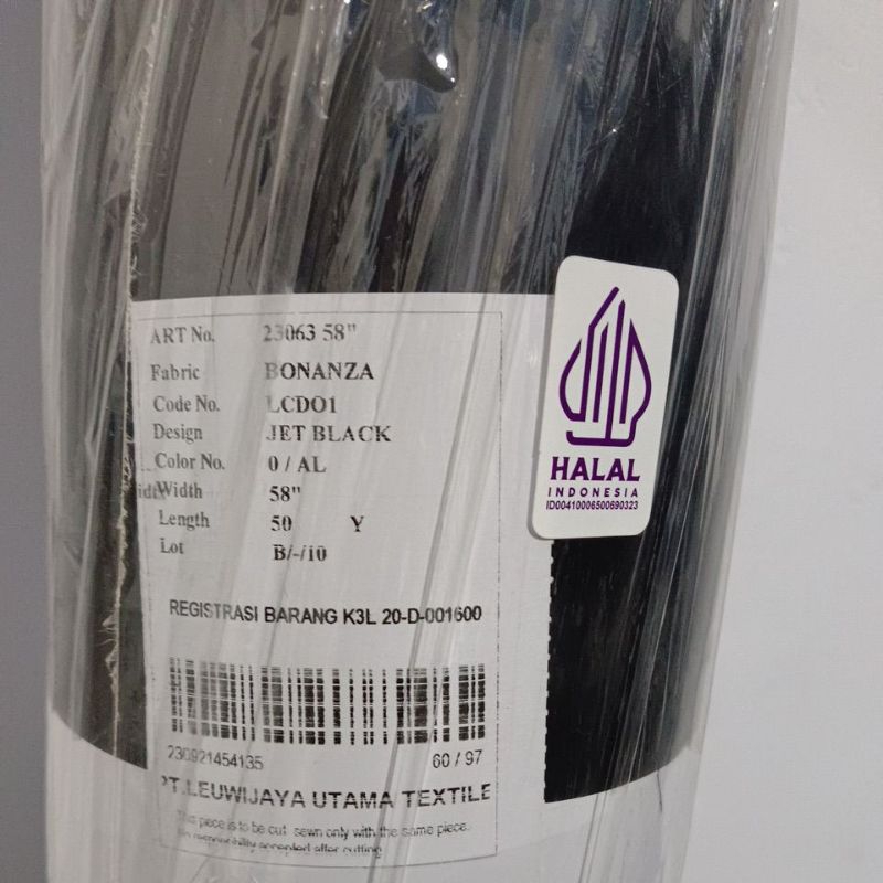 Kain meteran bahan jetblack bonanza per setengah meter