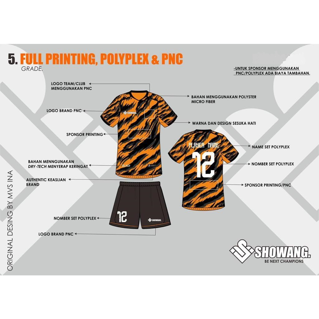 Custom Desain Jersey Kaos Baju Celana Bola Futsal Basket Badminton Tenis Voli Sepeda Roadbike Mancin