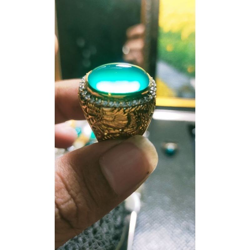bacan Doko metalik kristal ring perak