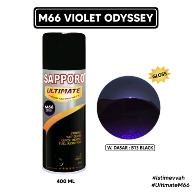 M66 SAPORO SAPPORO ULTIMATE VIOLET ODYSSEY UNGU 400ml M 66 Cat Semprot Spray Velg Cvt Pilok Pilox Ae