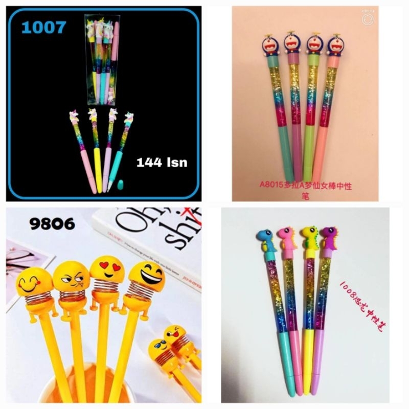 

1 Lusin/ 12 Pcs Bolpen/ Pulpen/ Pena 0,5 mm Air Gliter Aneka Ragam Moti/f peer EMOTICON