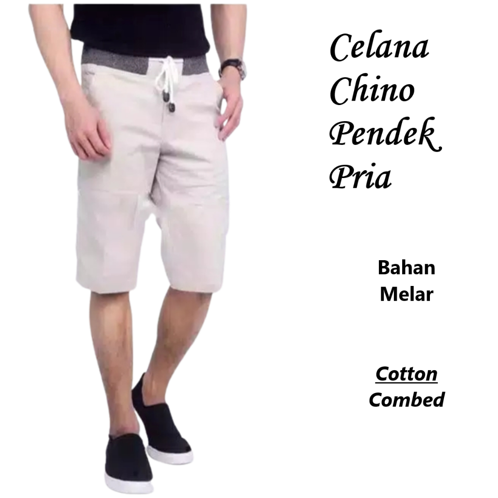 CELANA PENDEK CHINOS PREMIUM PINGGANG RIP KAIN MELAR