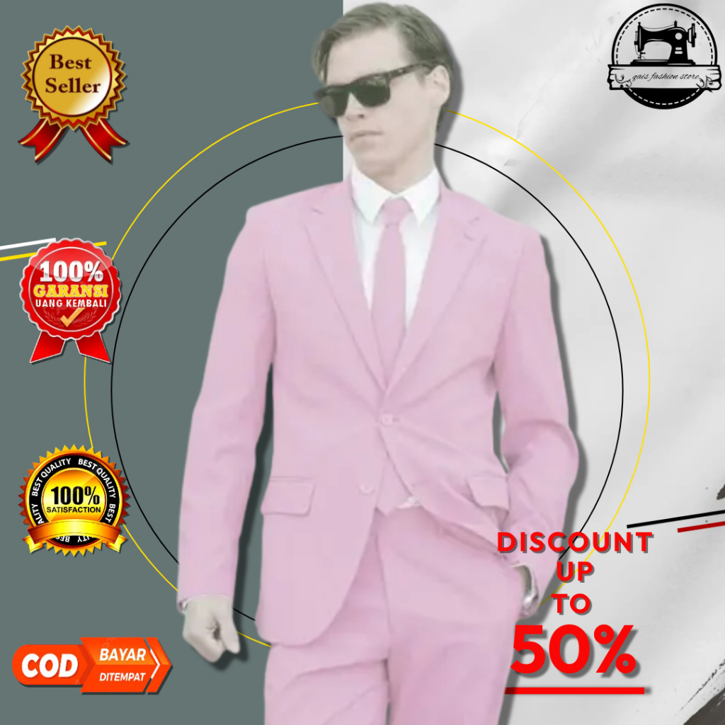 SETELAN JAS PRIA BABY PINK BLAZER PRIA JAS FORMAL PRIA BABY PINK(frre daai)