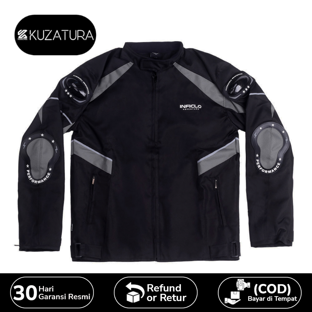 Jaket Motor Pria Touring Racing Riding Anti Angin Air Waterproof Protector Original Hitam Abu IFS151