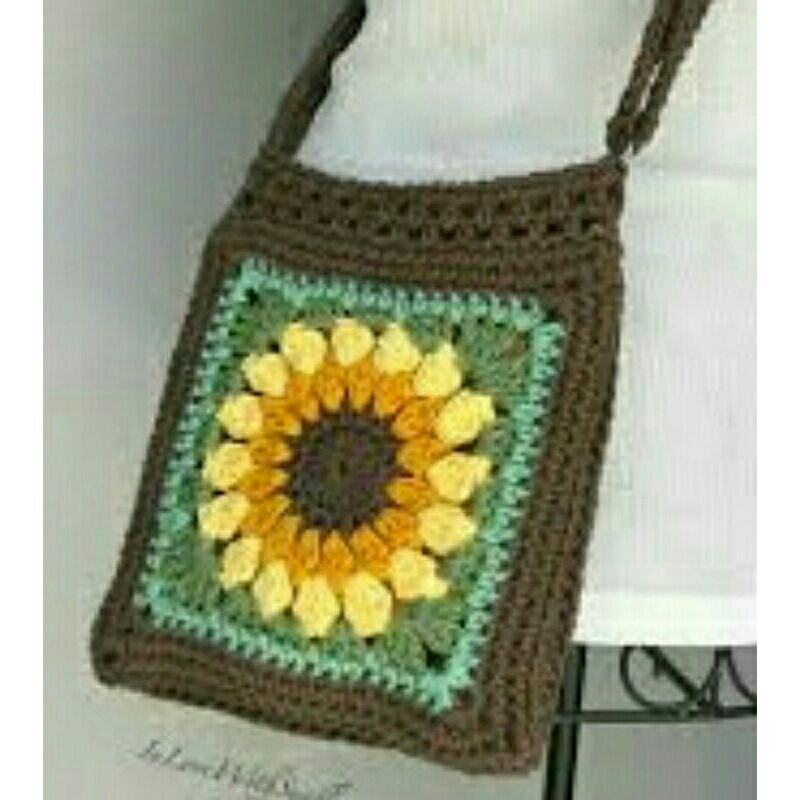 tas rajut bunga matahari unik