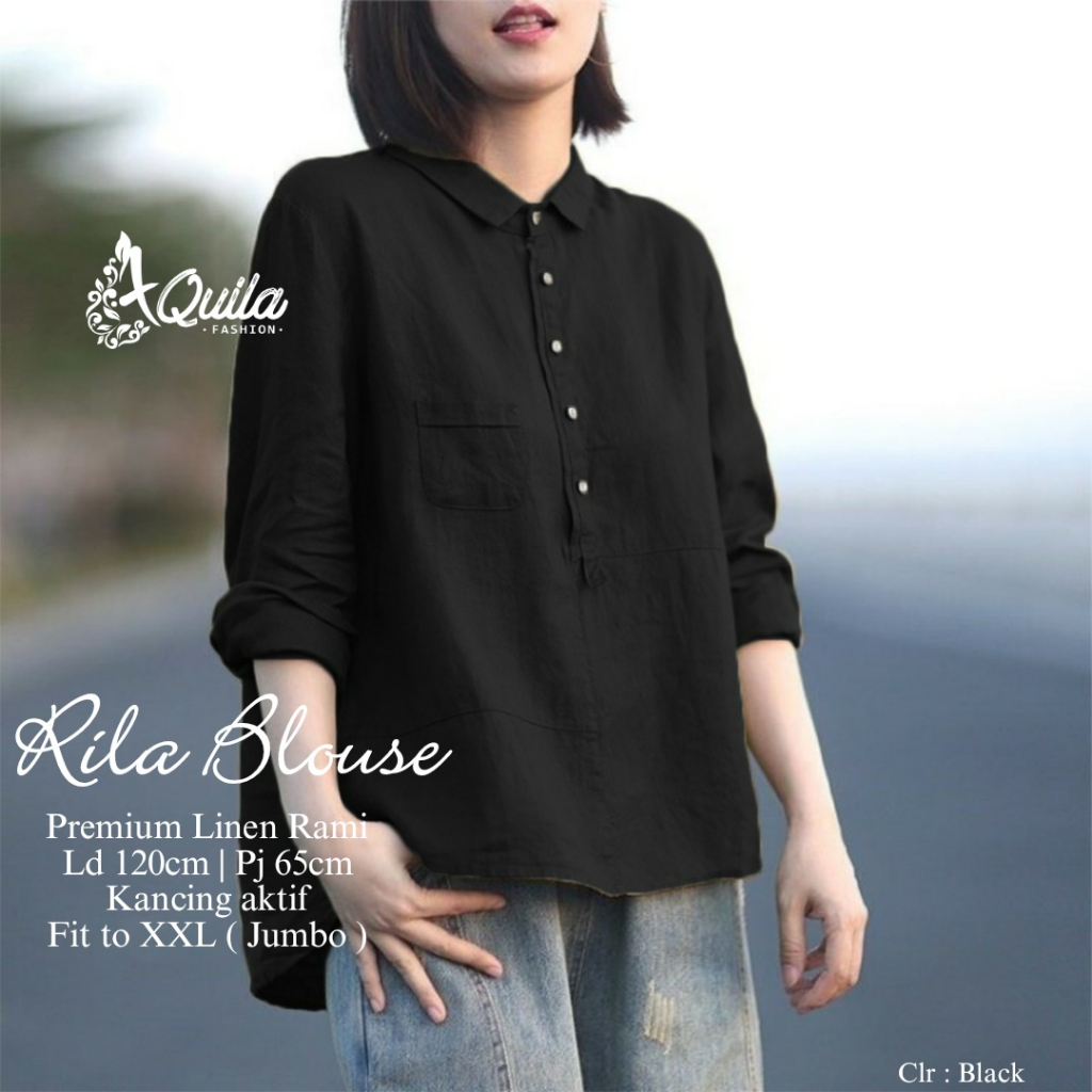 [Bisa Bayar Ditempat / COD] Rila shirt by Aquila rila jumbo tunik atasan wanita size jumbo fit to xx