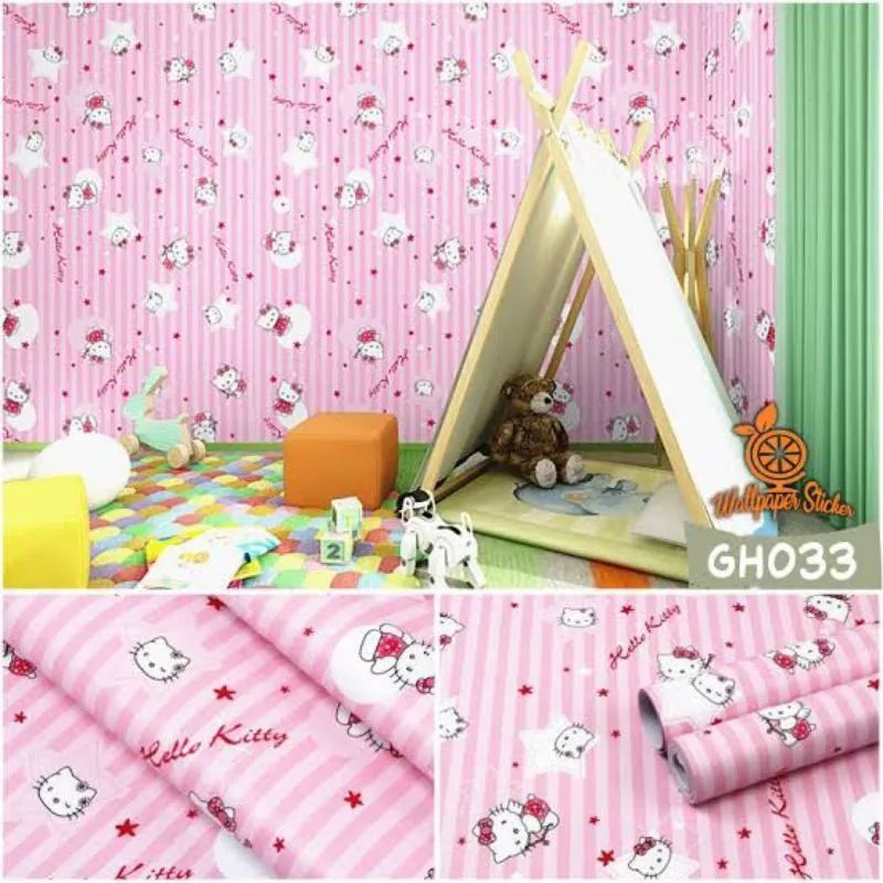 Wallpaper Sticker Dinding Bunga hellokity 10m x 45cm