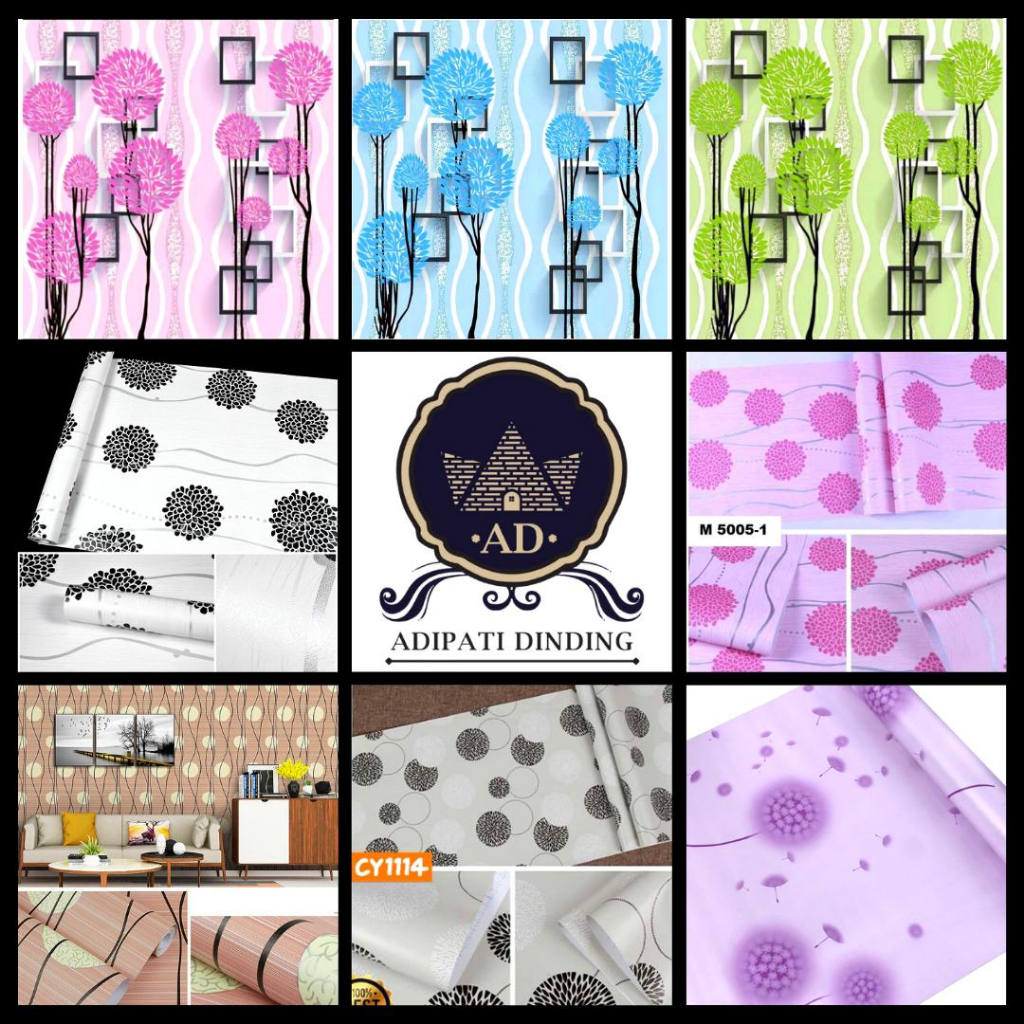 Adipati Home Decoration - PAKET 5 ROLL/GULUNG WALLPAPER DINDING DANDELION ALL VARIANT UKURAN PER ROL