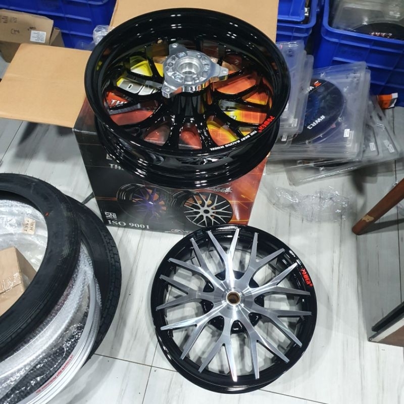 Velg Power Evolution Aerox old dan New 14 x 350 dan 400 Black Chrome