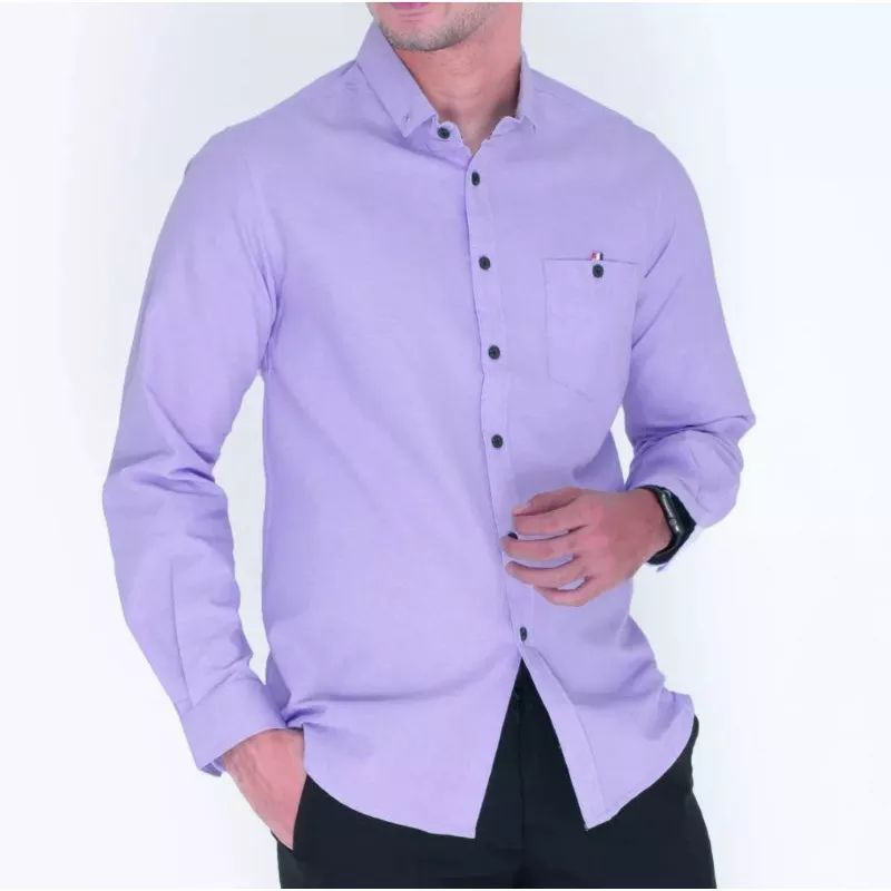 Kemeja Lilac Pria Ungu Muda Lengan Panjang Pendek Baju Seragam Kerja Kantor PT Kemeja Pria / Kemeja 