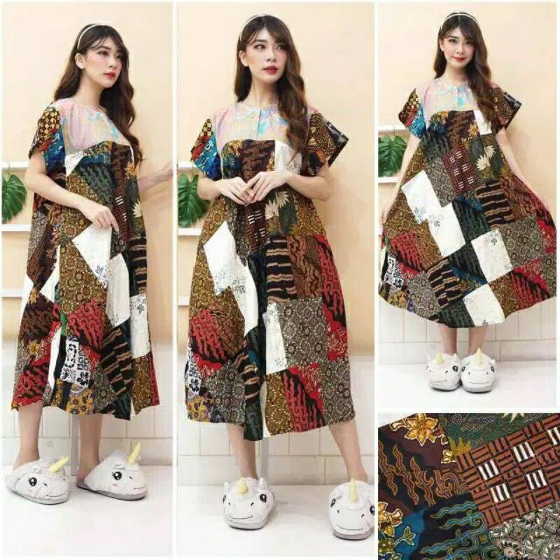 Daster perca katun full batik busui