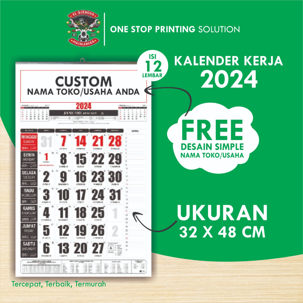 

KALENDER KERJA 2024 DENGAN SABLON KALENDER 12 BULAN KALENDER DINDING UKURAN 32 X 48 CM