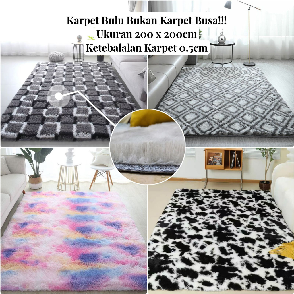 Utama Jakarta Baru - Karpet Bulu Motif & Ombre Jumbo Uk 200 x 200cm/Karpet Bulu Lantai Anti Slip