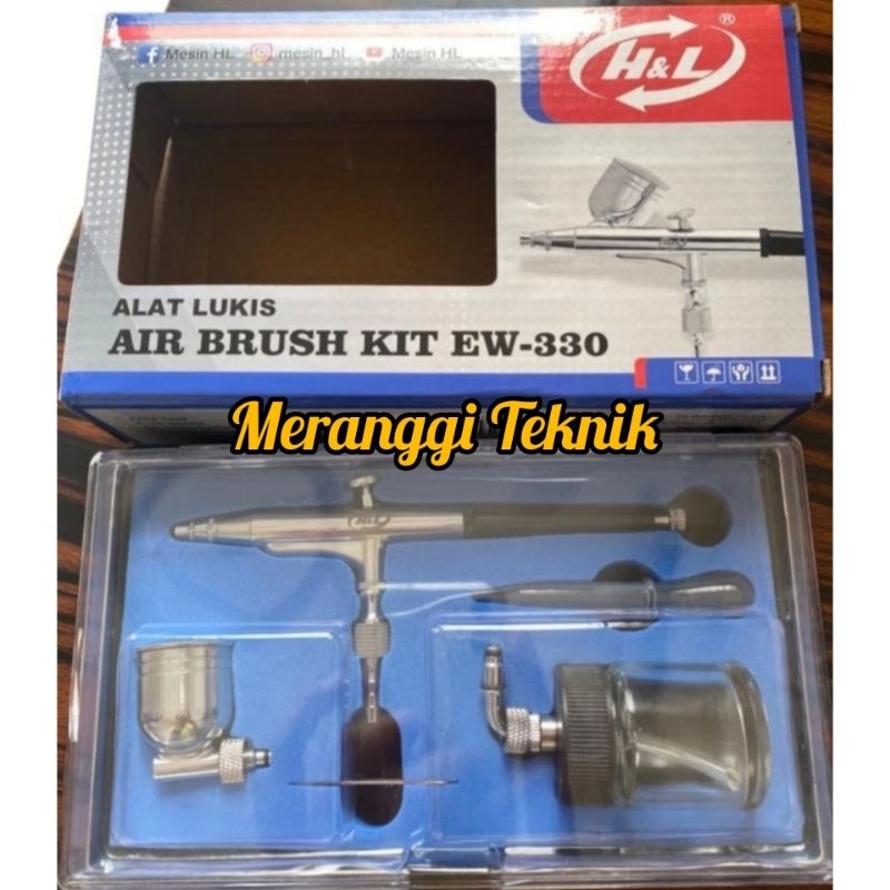 

id1947 Air brush kit pen dual dua cup alat lukis cat hl H&L 0.3 mm EW330 EW 330