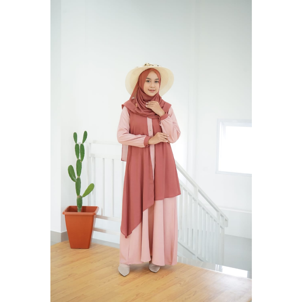 Elhurriyah Gamis Dewasa Kania Ceruty Dress Wanita Muslimah Outer Ceruty Babydoll Baju Wanita Kondang