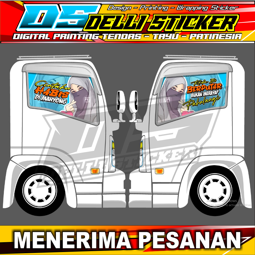 Stiker Kaca Truk Giga - Blok Kaca Bahan One Way - Tembus Pandang