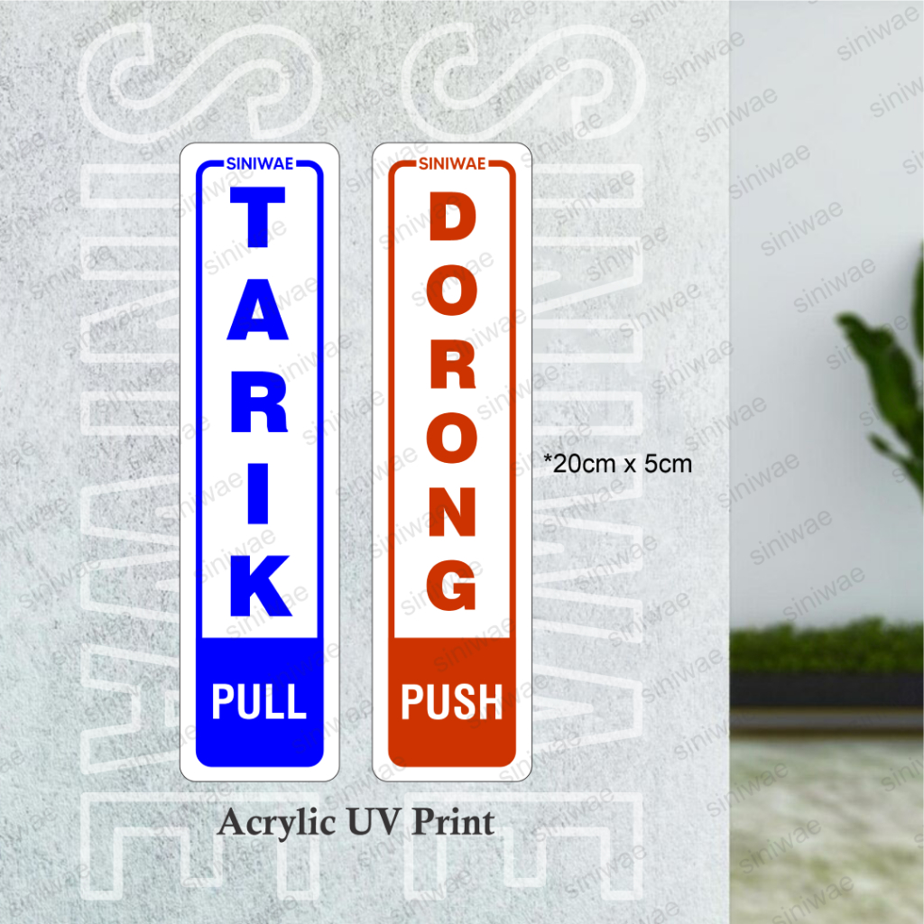 

Label Pintu Akrilik Tarik Dorong / Push Pull Sign Board Acrylic 20 x 5 cm (Satu Set) Print UV