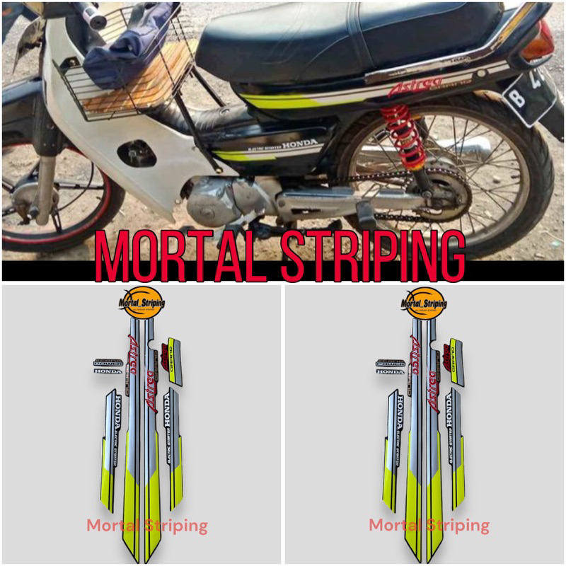 STICKER STRIPING LIS LIST BODI HONDA MOTOR ASTREA GRAND BULUS TAHUN 1991 1992 WARNA SILVER KUNING
