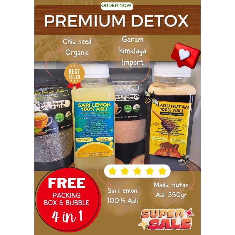 

Paket Premium Detox & Diet 4 in 1 | Sari Lemon 250ml + Madu 350gr + Chia Seed + Garam Himalaya