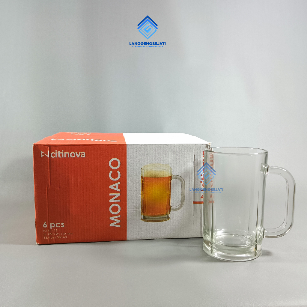 [ 6 PCS ] GELAS CITINOVA MONACO / GELAS KACA MUG BIR / GELAS  GAGANG / GELAS BESAR / GELAS TINGGI / 