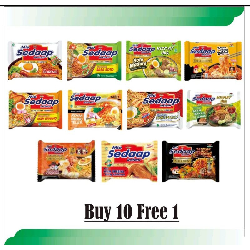 

Mie Instant Sedaap Buy 10 free 1 All Varian
