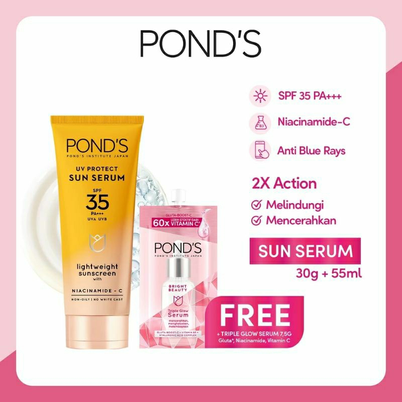 [PROMO] Ponds Sun Serum SPF 35 PA+++ Free Ponds Triple Glow Serum