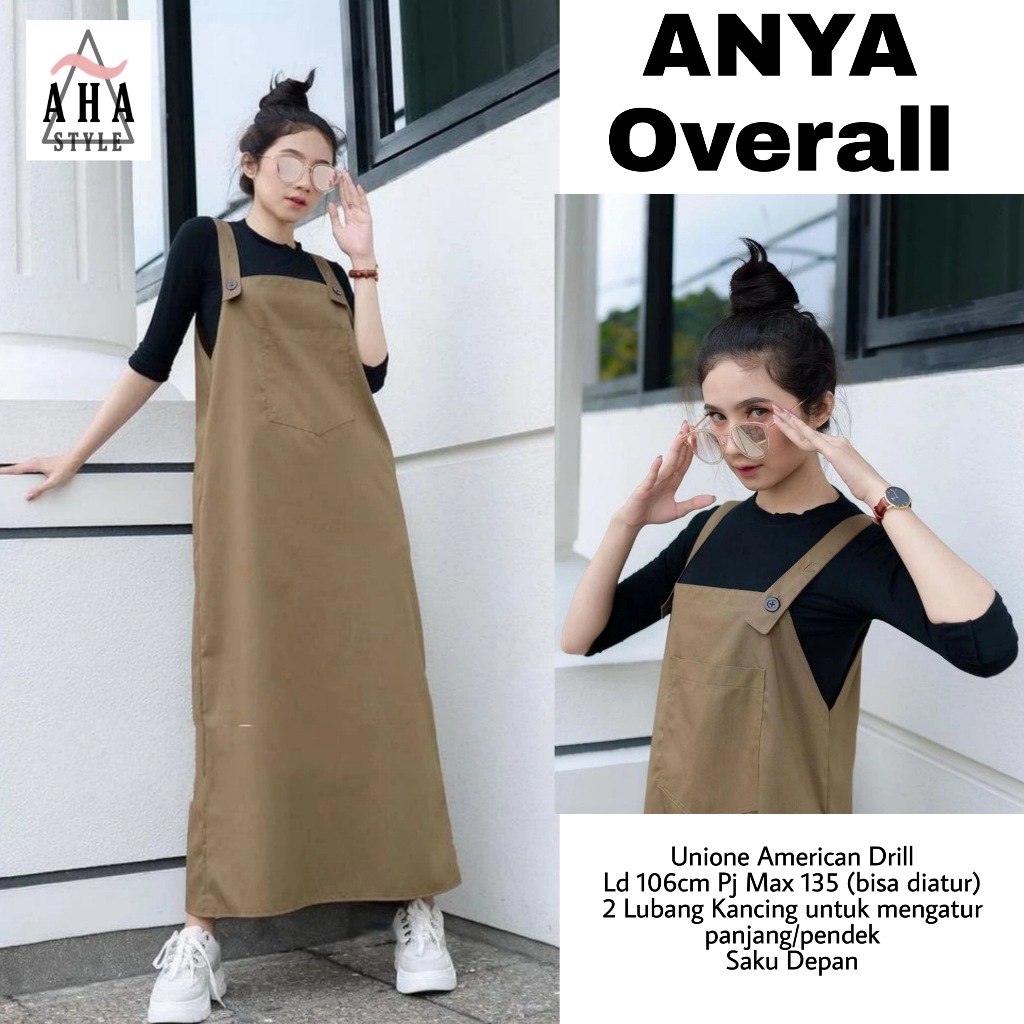 Anya Overall Rok Baju Kodok Wanita Motif Polos Premium Terbaru 2024 Rok Kodok Kekinian