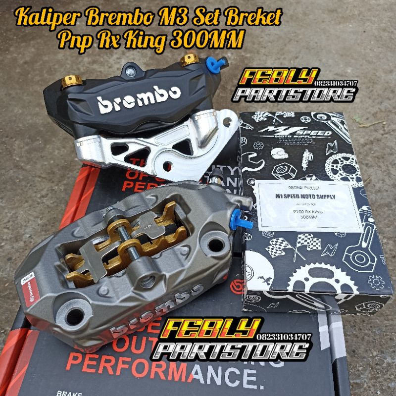 KALIPER BREMBO M432 SET BREKET CNC RX KING KALIPER BREMBO M432 MONOBLOCK 4P SET BREKET KALIPER CNC P