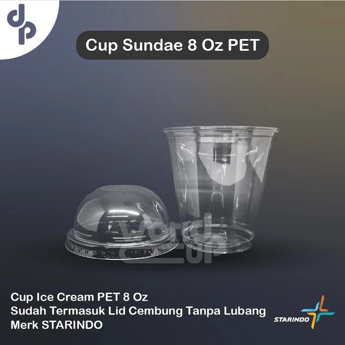 Plastik Cup Sundae PET 8 oz ( 50 pcs ) / Plastik Cup Bening - Starindo