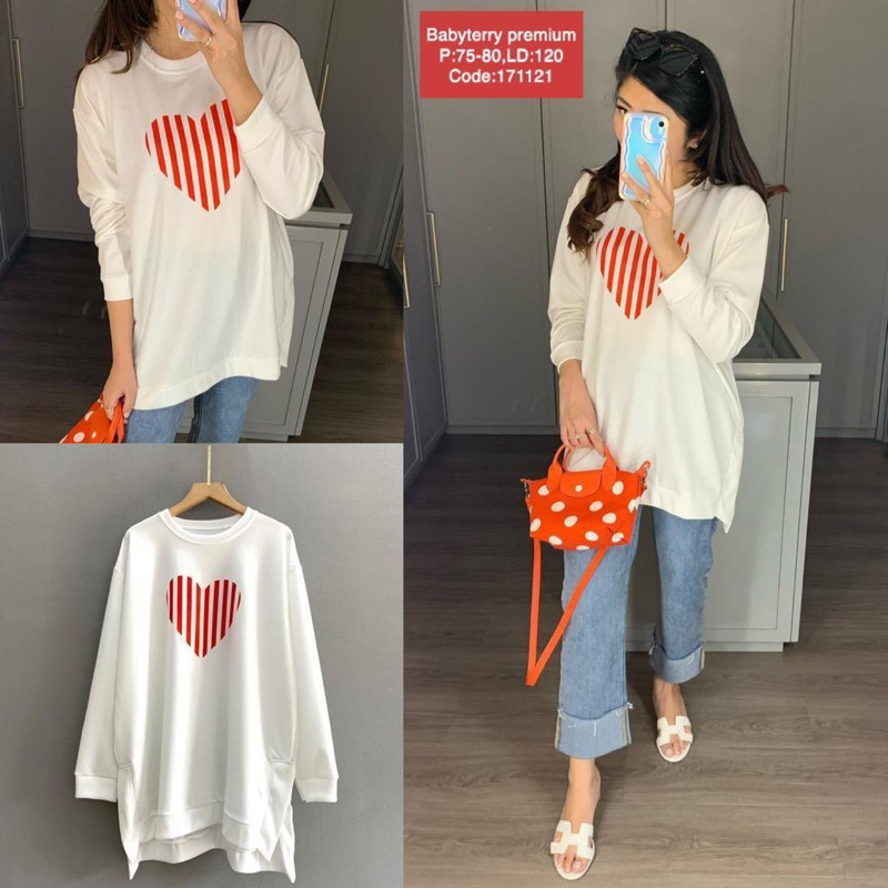 Kaos Babyterry Lengan Panjang Kaos Wanita Oversize