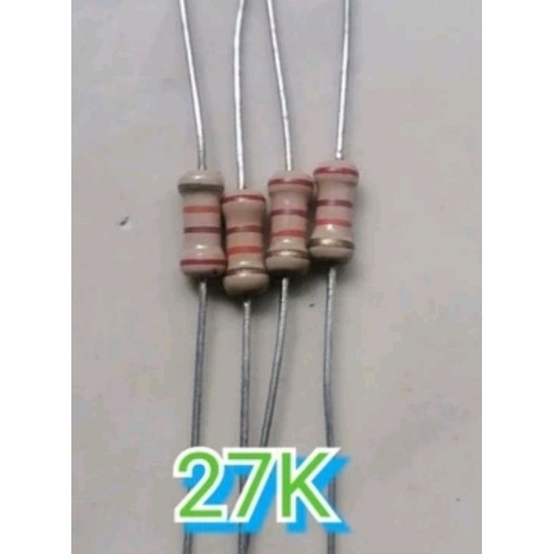 1BIJI RESISTOR, 27K, 1/2 WAT,MURNI KAKI BESAR ORY JAPAN