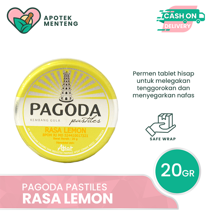 

Pagoda Pastiles Rasa Lemon 20 Gram - Permen Pelega Tenggorokan