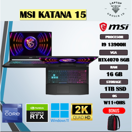 MSI KATANA 15 I9 13900H RTX4070 8GB/ 16GB 1TB 15.6QHD 165HZ 100SRGB