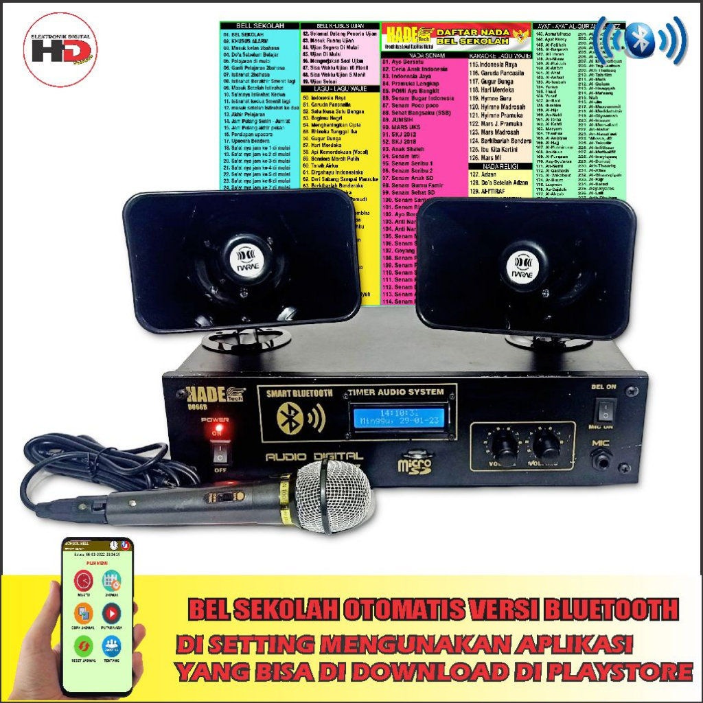 BEL SEKOLAH OTOMATIS 2 HORN LENGKAP