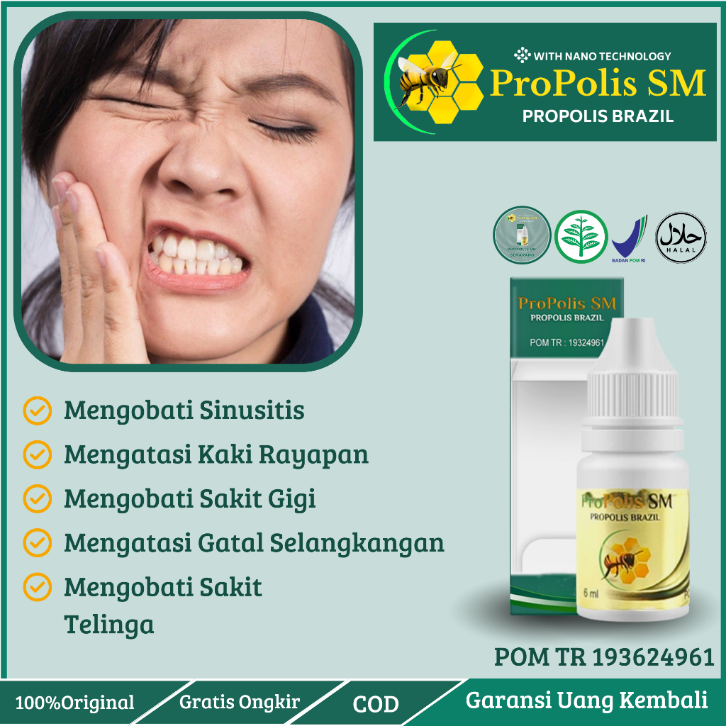Propolis SM Brazil - Obat Sakit Gigi Penghilang Karang Gigi Polip Gusi Gigi Bolong Untuk Anak & Dewa