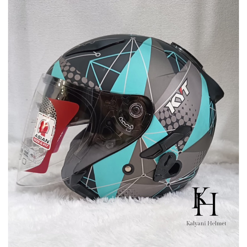 Helm KYT Galaxy Flat R Matrix Blackdoff/Aquablue