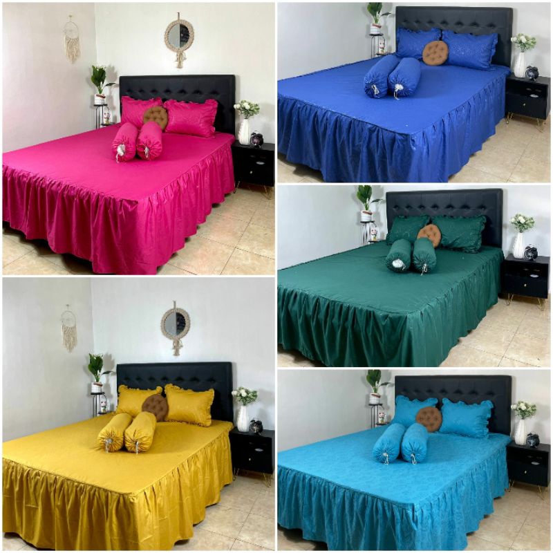 BED COVER SET SPREI RUMBAI POLOS EMBOS || BED COVER & SPREI HOME MADE