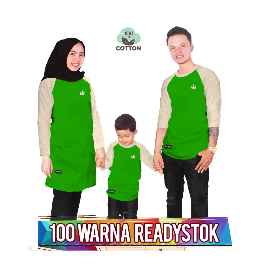 RAGLAN FUJI CREAM Baju Kaos Keluarga couple anak laki laki perempuan ibu ayah ada ukuran jumbo