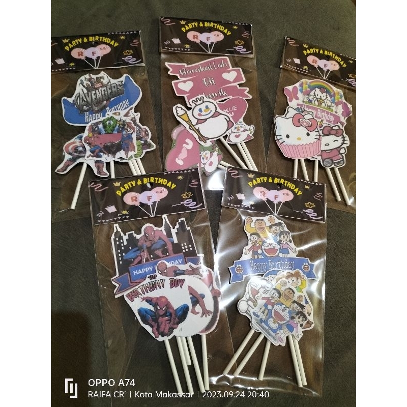 

cake topper stick karakter