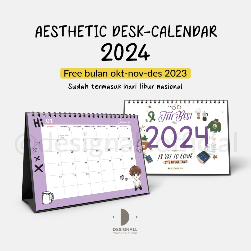 

Designall Kalender 2024 Aesthetic Meja / Kalender Duduk Spiral BTS KPOP (Free Okt - Nov - Dec 2023)