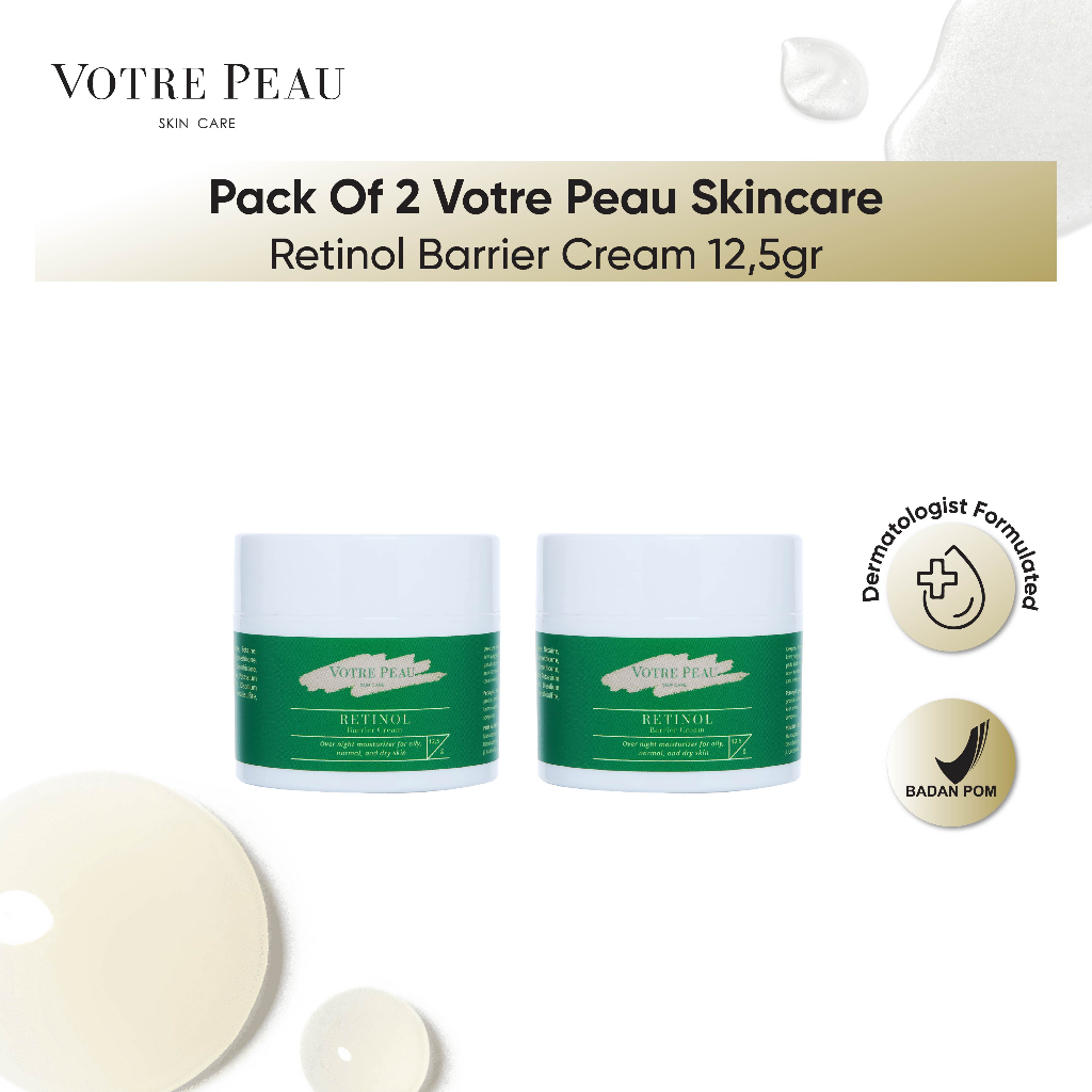 Pack of 2 - Retinol Barrier Cream 12,5gr Votre Peau Skin Care -  Cream Jerawat dan Anti Aging Penuaa